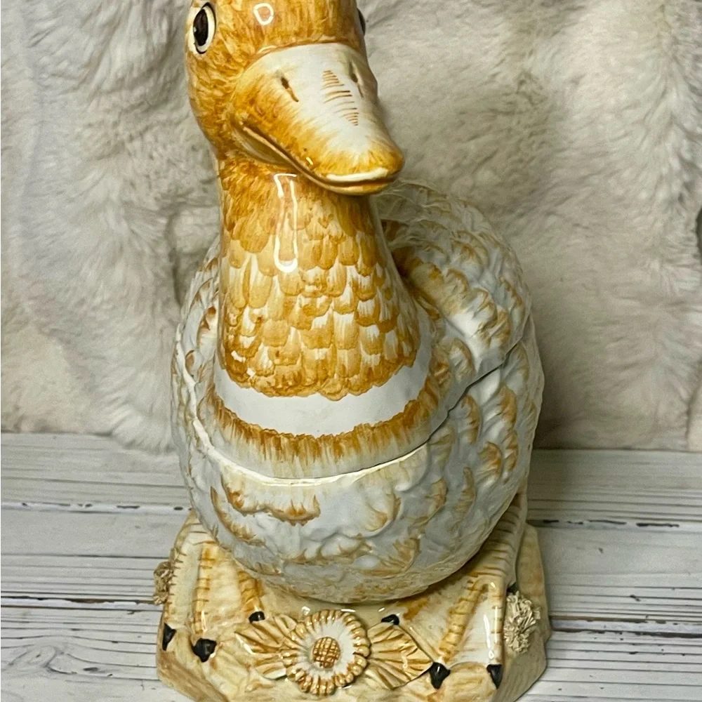 Vintage Jay Willfred NY Italian Art Majolica Duck Tureen Ladle Soup Casserole‎